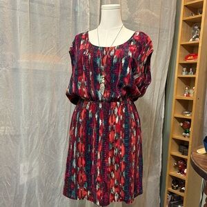 Vibrant Red and Blue Women's Mini Dress